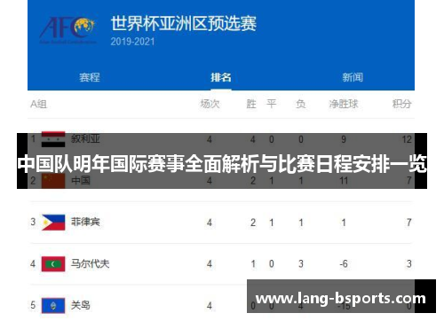 中国队明年国际赛事全面解析与比赛日程安排一览